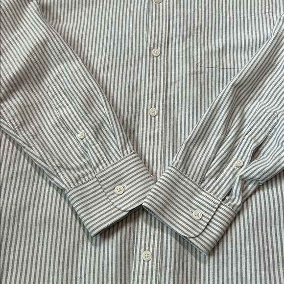 Everlane Uniform Gray White Striped Button Down Slim Fit Oxford Shirt Medium - Picture 5 of 9